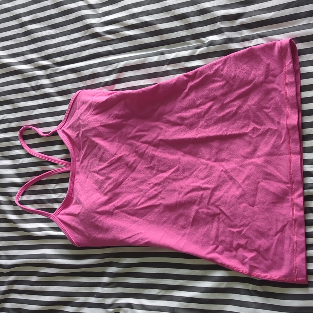 Pink self bra yoga top